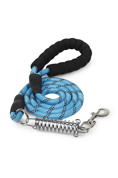 Ropet Dog leash with shock-absorbing spring, reflective, 1.5m, Blue, Ropet