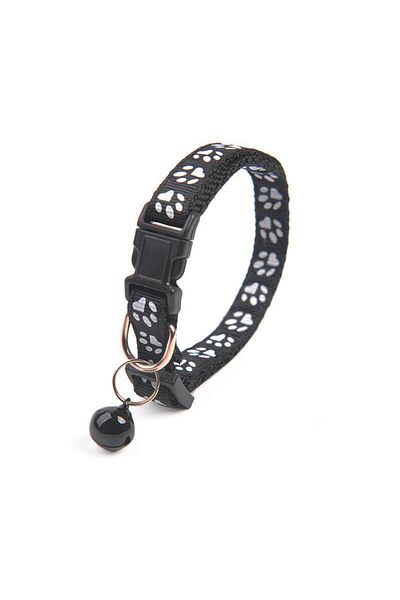 Ropet Zgarda ajustabila cu clopotel pentru caini si pisici, 18-32cm/1cm, Negru, Ropet