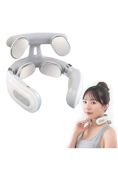 COOYA 4-Head Cervical Spine Massager,Strength Adjustment,USB Rechargeable,Intelligent Pulse Heating
