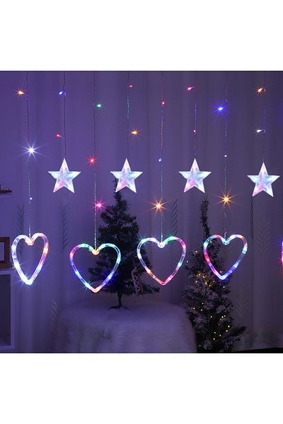 Teno Teno® Curtain Christmas Installation, 4 m, 8 light effects, multicolor
