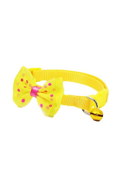 Ropet Adjustable collar with bow for dogs and cats, 22-33cm/10mm, Yellow, Ropet