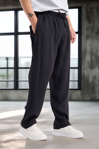 Valiberta Modal Fabric Comfortable Fit Straight Leg Jogger Men's Trousers - Black
