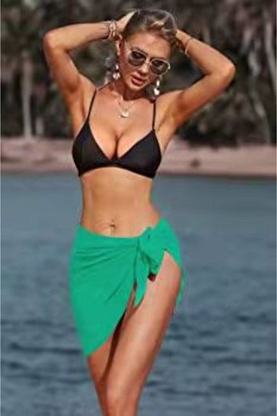 WildFashion Semi-transparent, sheer beach scarf, black color SW2552-41 Universal