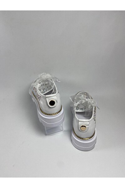 DİVA Kadın Taş Detaylı Organze Kurdeleli Platform Ayakkabısı Işıltılı Sneaker