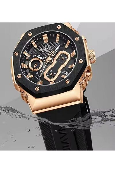 Naviforce Watch for Men Silicone Waterproof Luminous Multifunction Dial Quartz Watche