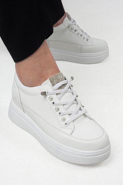 KRISTE BELL Jasmine Original Kri̇ste Bell Special Series Women's Sports Shoes with Pearl and Stone Details White