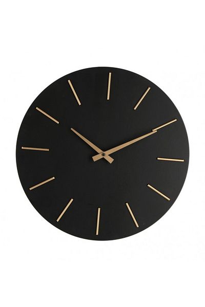 Bizzotto Wall Clock Black Gold Timeline 40x5 cm