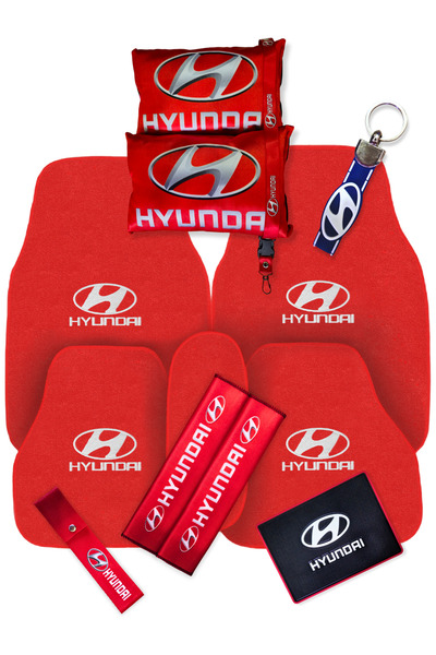 TUSBA MARKET Hyundai Nakışlı Oto Halı Paspas | Dijital Baskılı Kırmızı Yastık...