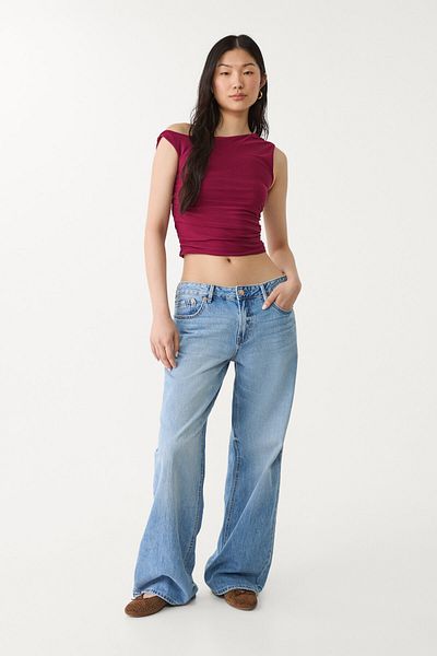 Stradivarius Asymmetric crop top with gathered detail