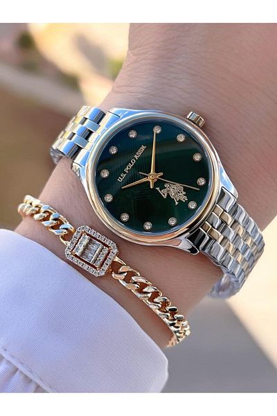U.S. Polo Assn. U.S.Polo Assn Steel Cord 2 Years Warranty 3 Atm Water Resistant Women Wrist Watch+Bracelet Ua.2071.M02