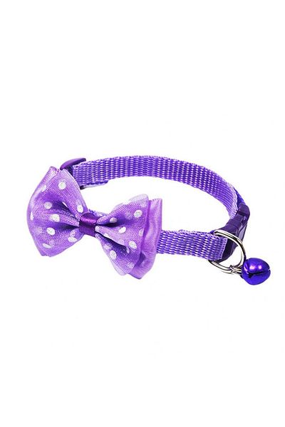 Ropet Adjustable collar with bow for dogs and cats, 22-33cm/10mm, Purple, Ropet