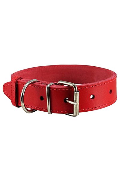 Ropet Dog collar made of natural leather, lined, 70cm x 40mm, Red, Ropet