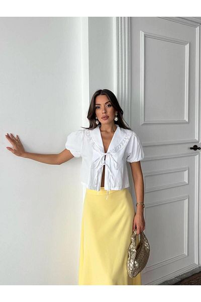 Coral Lace Collar Shirt White