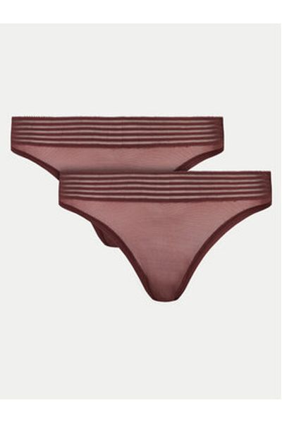 Triumph Set de 2 perechi de chiloți clasici pentru femei 10218591 TEMPTING SHEER HIGHLEG TAI 2P Maro