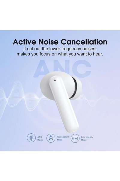 QCY T13 ANC Wireless Earbuds, 30dB Active Noise Cancelling, 10mm LCP Drivers with Bass+, 4-Mic AI Cl
