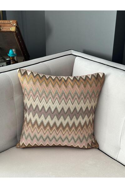 ref crea Marea Zigzag Patterned Woven Throw Pillow Cover Powder