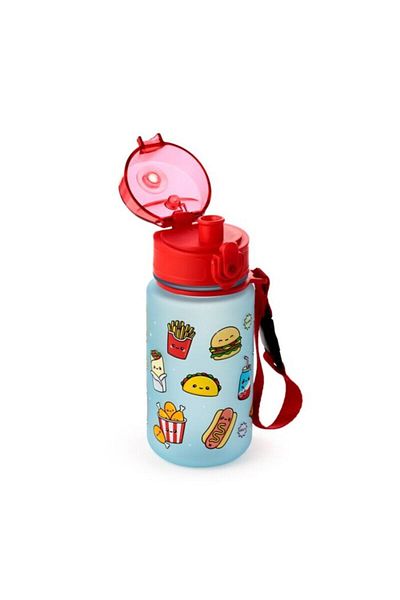 Puckator Pop Top Water Bottle, For Kids, Foodiemals, Impact Resistant, Ecozen, BPA Free, 350 ml
