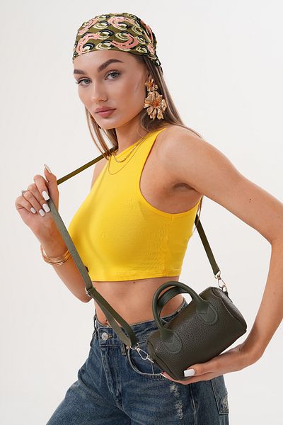 Güce Khaki Green Women's Mini Small Hand and Shoulder Bag with Adjustable Strap Zipper Gc021024