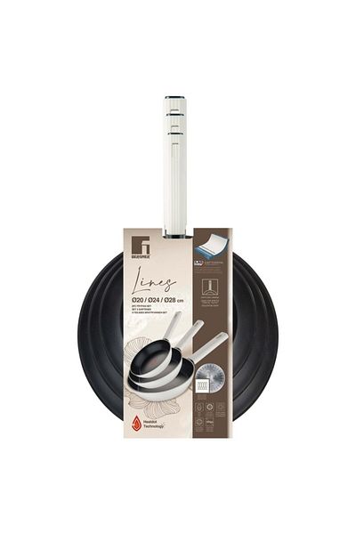 Bergner Set of non-stick pans LINES 20, 24, 28 cm