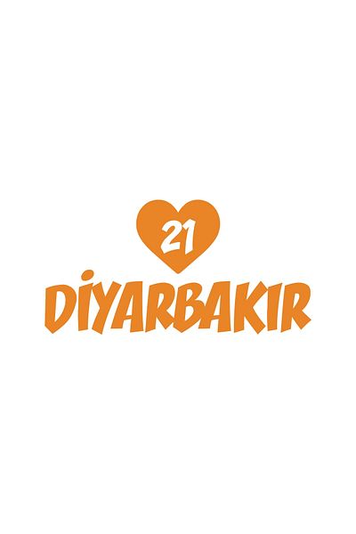 Reysa Tasarım Heart 21 Diyarbakır Car Sticker 17X17 cm Orange