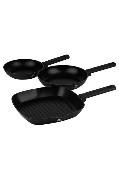 Berlinger Haus Set of 3 Titanium-Coated Steak Pans Matte Black Collection