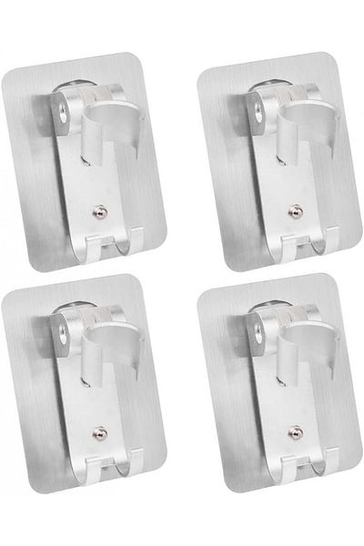 Jsmtkj Set of 4 Jsmtkj shower head holders, aluminum, silver, 10 x 7.5 x 6 cm