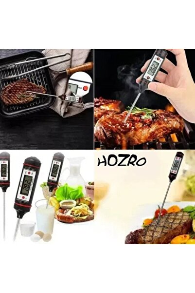 HOZRO Digital Thermometer HOZRO for Food and Liquids - Auto Shut Off - LCD Screen - 23 cm Length - Black