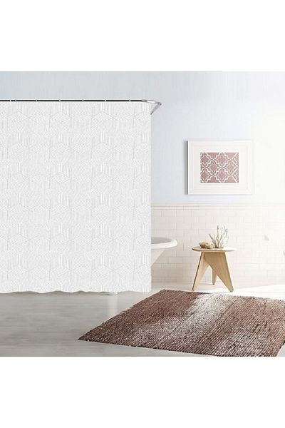 OEM Transparent PEVA shower curtain, size 180x180 cm, 12 ring fastening, Lines