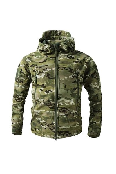 Hipolar Jacket for Autumn-Winter, Size S, Softshell with Fleece Interior, Camouflage Multicam, Waterproof an