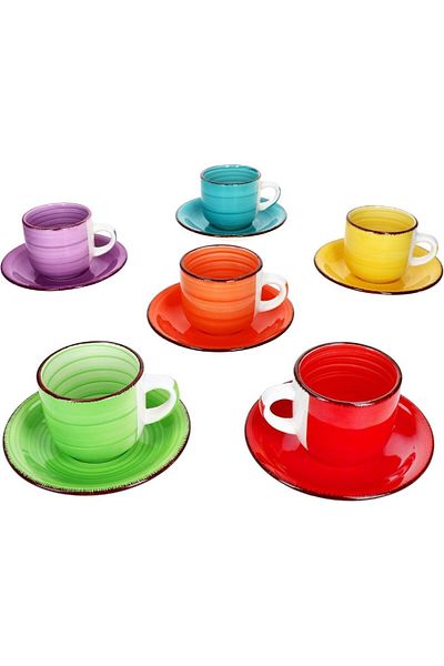Tavola Set of 12 cappuccino cups with saucers 350 ml COLORS
