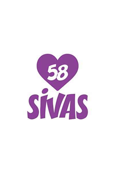 Reysa Tasarım ملصق سيارة سيفاس 58 على شكل قلب مقاس 17x17 سم باللون الأرجواني