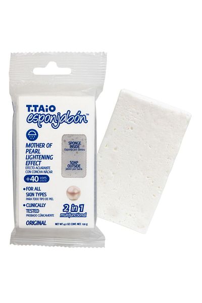 Esponjabon 2 in 1 Bath sponge and built-in soap, with Mother of Pearl, illuminating effect, Esponjabon, 120 gr