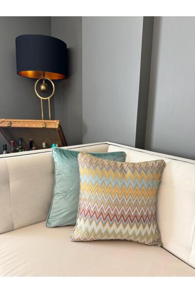 ref crea Marea Zigzag Patterned Woven Throw Pillow Case Mustard