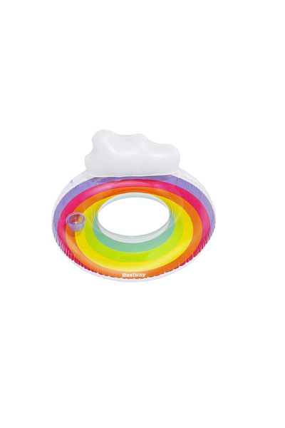 BESTWAY INFLATABLE RING WITH HEADREST RAINBOW 107 CM