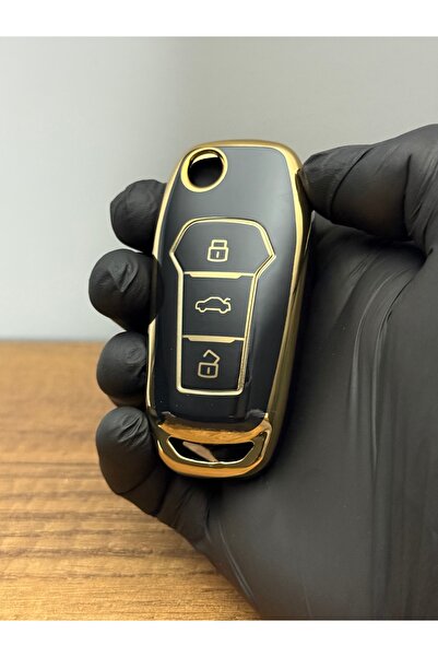 Mavi Keys Husă de protecție pentru telecomandă din silicon cu 3 butoane pentru Ford Kuga, Mondeo, Ranger, Focus, B/C/S-Max, neagră