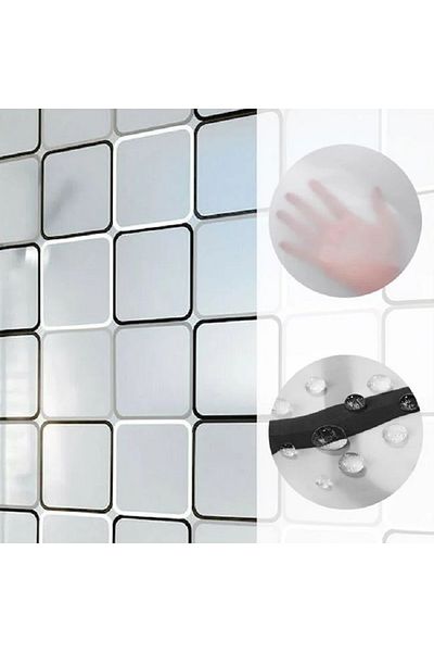 OEM Perdea dus PEVA, dimensiune 180x200 cm, prindere 12 inele, Patratele