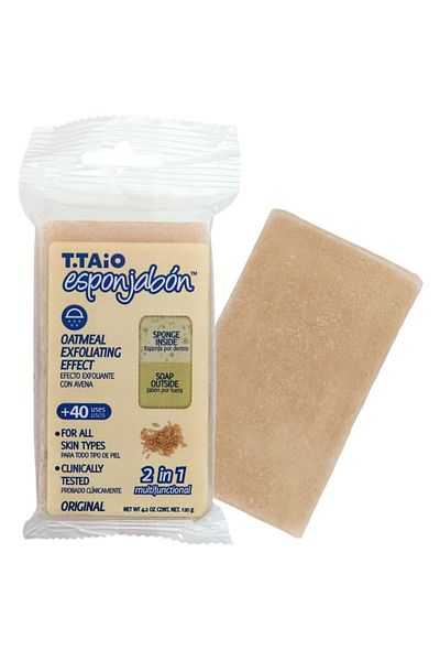 Esponjabon 2 in 1 Bath sponge and built-in soap, with oatmeal, exfoliating effect, Esponjabon, 120 gr