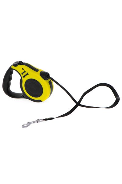 Ropet Retractable leash with ergonomic handle, brake button, tape type, Length 5m, Yellow
