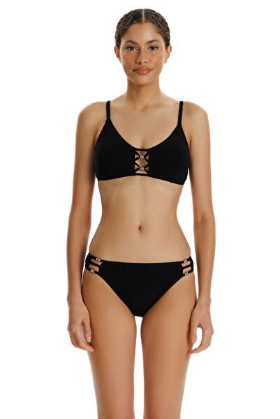 ZEKİ Zeki Siyah Aksesuar Detaylı Bikini Takımı