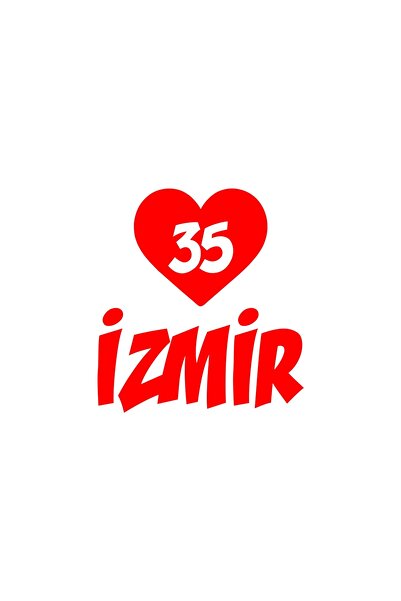 Reysa Tasarım Hearted 35 Izmir Car Sticker 17X17 cm Red
