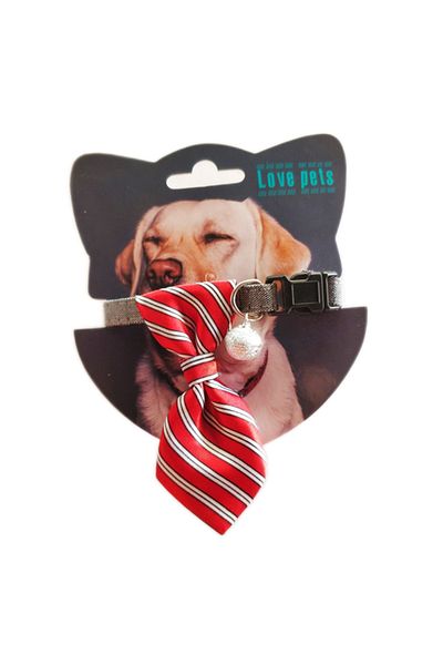 Ropet Adjustable Collar with Tie for Dogs and Cats, Small Size, with Bell, Red Motif