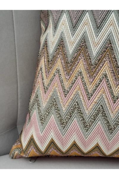 ref crea Marea Zigzag Patterned Woven Throw Pillow Cover Powder