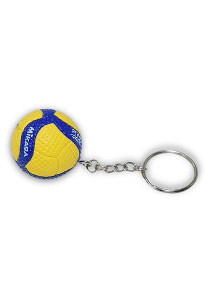 KDOT Volleyball Hall Ball Keychain and Bag Ornament Yellow Navy Blue Textured