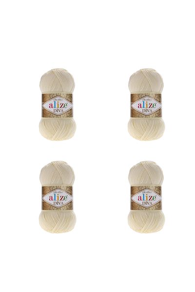 Alize 4 Pieces Diva - 01 - Mercerized Thin Thread Bikini Bustier Blouse Knitting Thread Knitting Crop Models