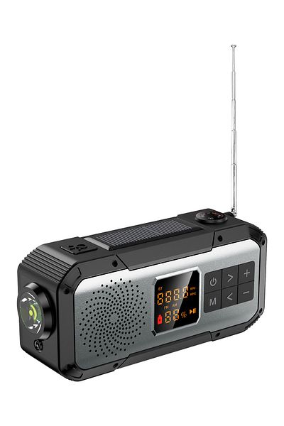 zeevos Multifunctional portable AM-FM radio ZEEVOS solar and manual charging Bluetooth speaker flashlight,