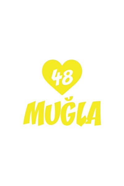 Reysa Tasarım ملصق سيارة على شكل قلب 48 موغلي مقاس 17 × 17 سم أصفر