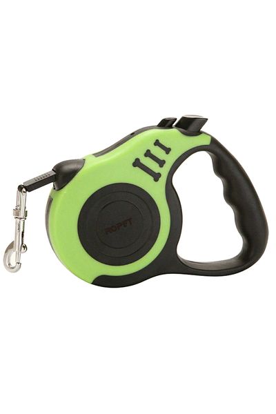 Ropet Retractable leash with ergonomic handle and brake button, tape type, Length 3m, Green