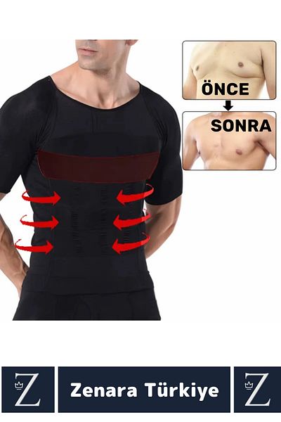 Zenara Gynecomastia Erect Posture Chest Belly Tightening Ultra Flexible Men's Undershirt Corset Set of 4