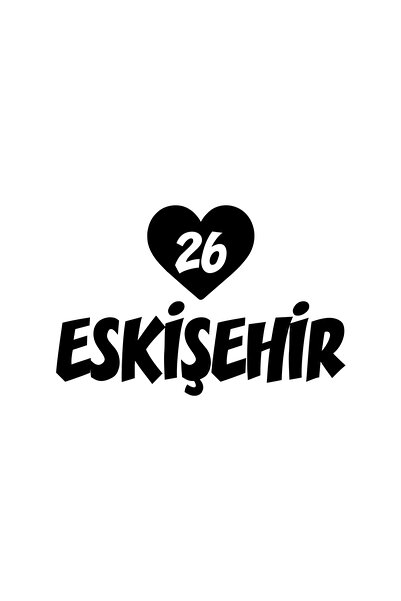 Reysa Tasarım Heart 26 Eskişehir Car Sticker 17X17 cm Black