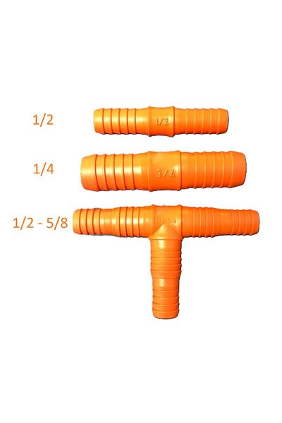 BGA Garden Hose Fitting Set 1/2 - 3/4 Hose Three-Way t Fitting 1/2-5/8